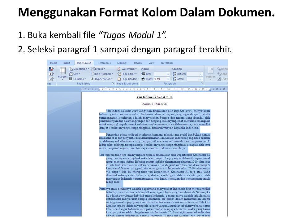 Menggunakan Format Kolom Dalam Dokumen.