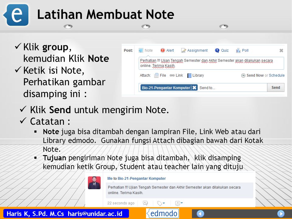 Latihan Membuat Note Klik group, kemudian Klik Note
