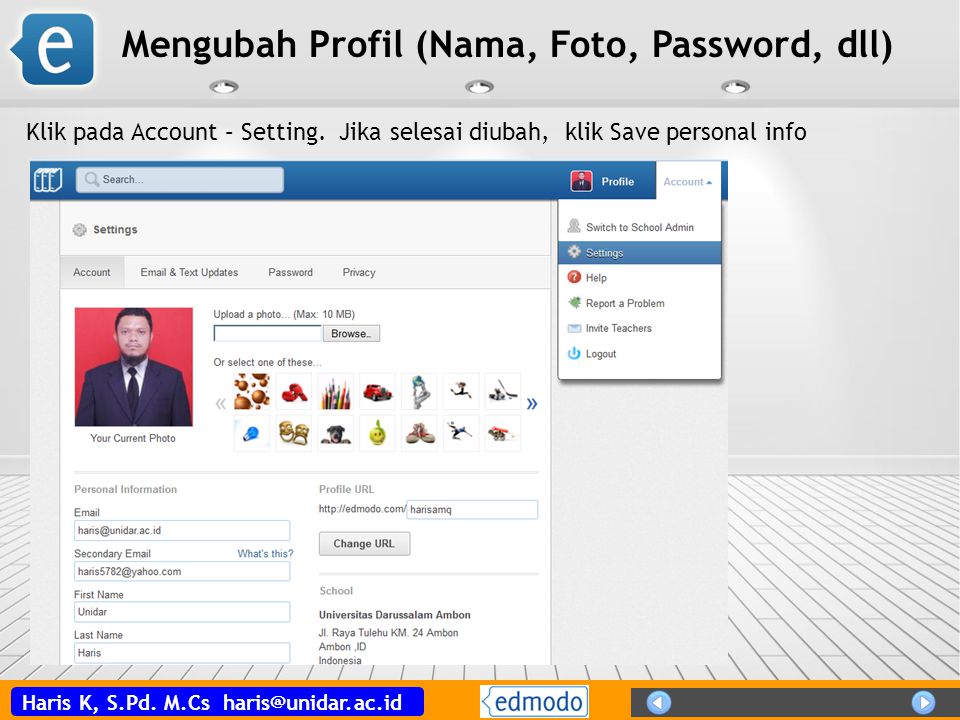 Mengubah Profil (Nama, Foto, Password, dll)