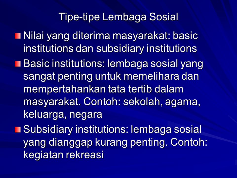 Tipe-tipe Lembaga Sosial