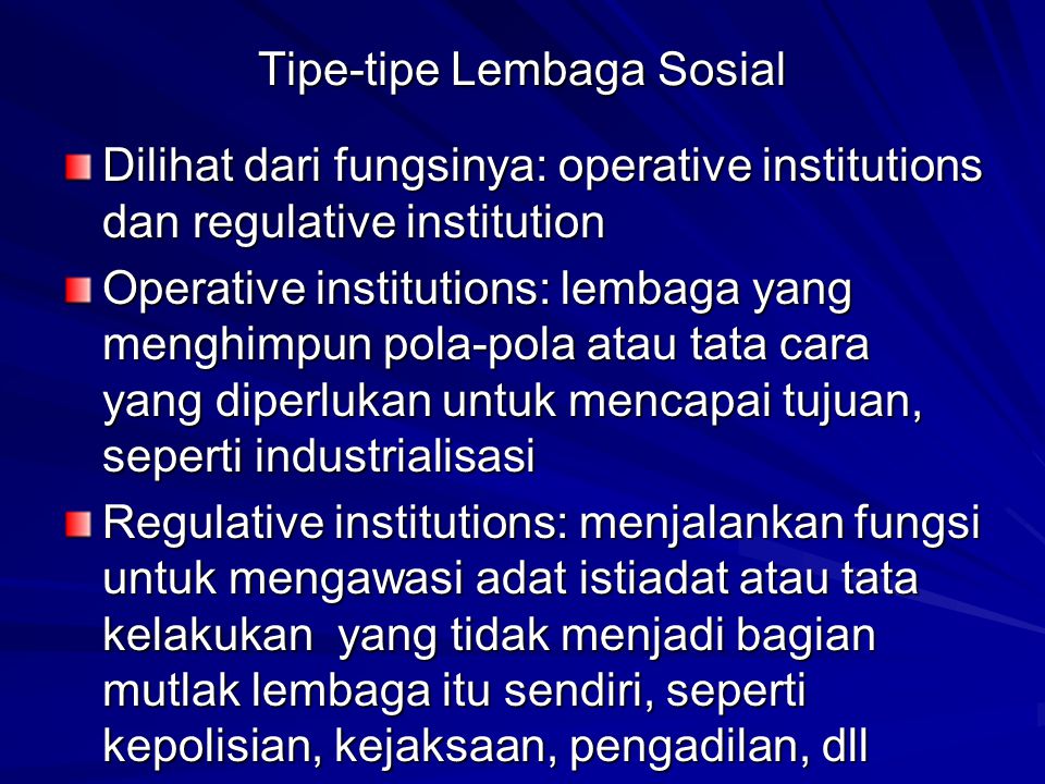Tipe-tipe Lembaga Sosial