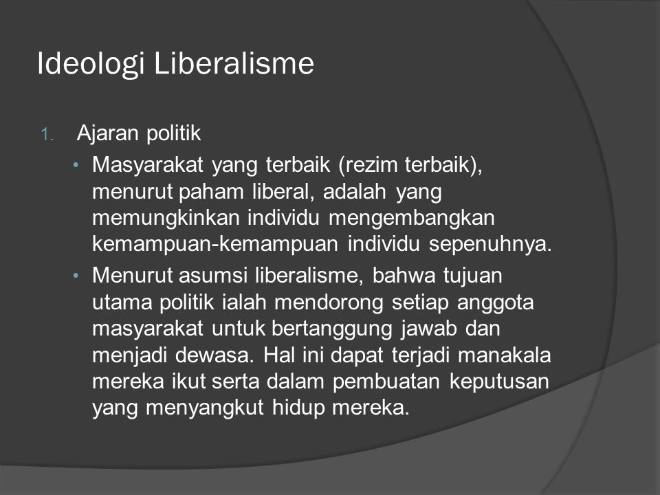Ideologi Liberalisme Ajaran politik