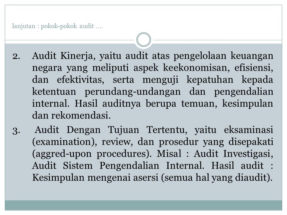 lanjutan : pokok-pokok audit ....