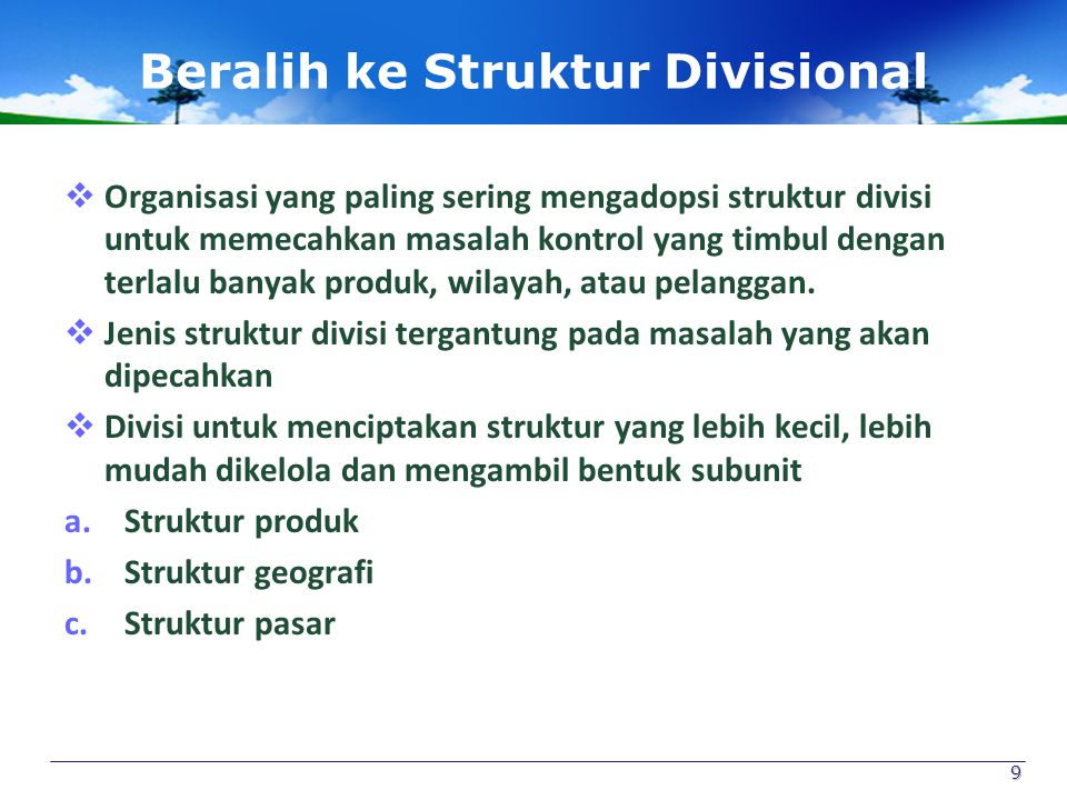 Beralih ke Struktur Divisional