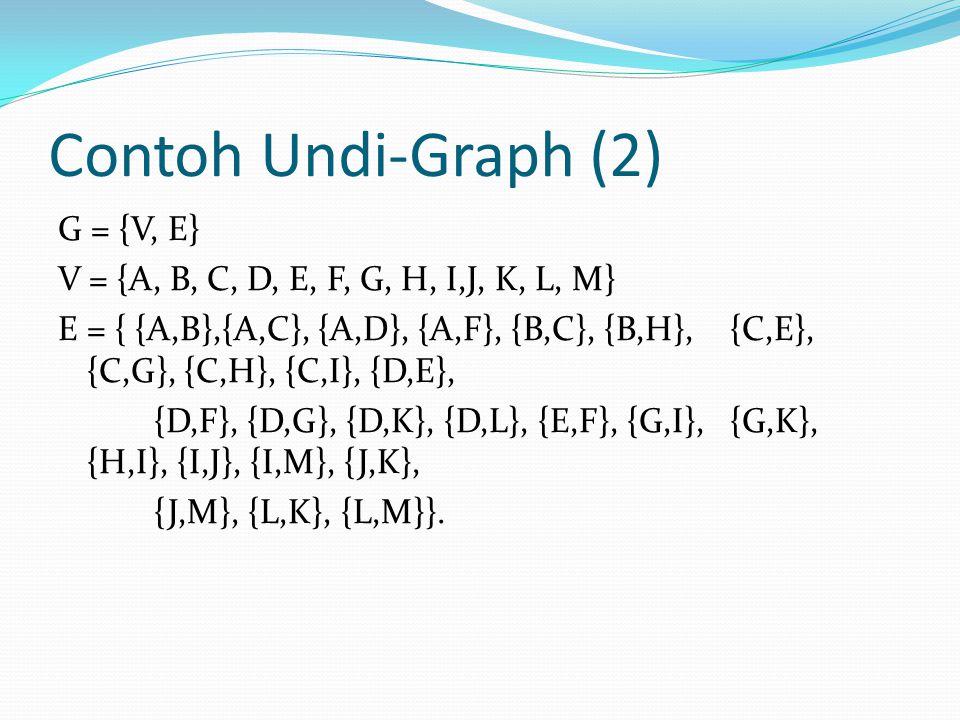 Contoh Undi-Graph (2) G = {V, E}