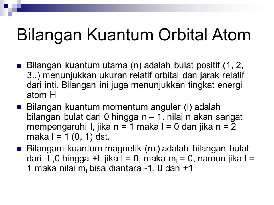 Bilangan Kuantum Orbital Atom