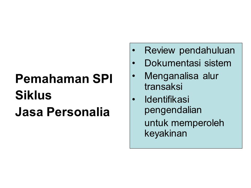 Pemahaman SPI Siklus Jasa Personalia Review pendahuluan