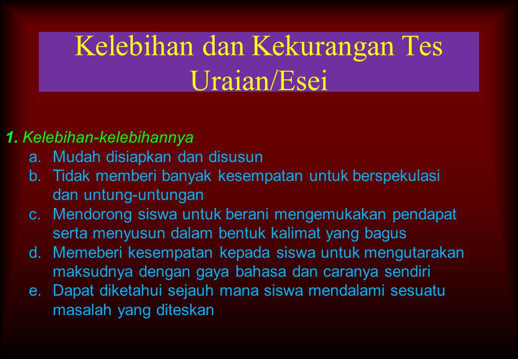 Bukan Deskripsi Lembar Soal Tes Uraian Yang Akan Dikerjakan Siswa