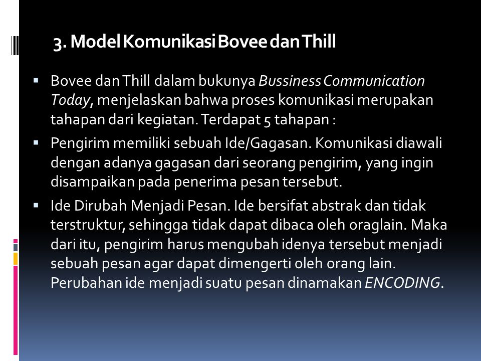 3. Model Komunikasi Bovee dan Thill