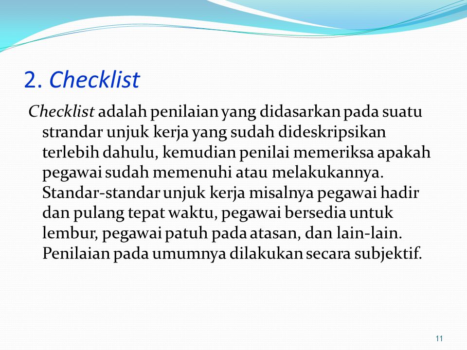 2. Checklist