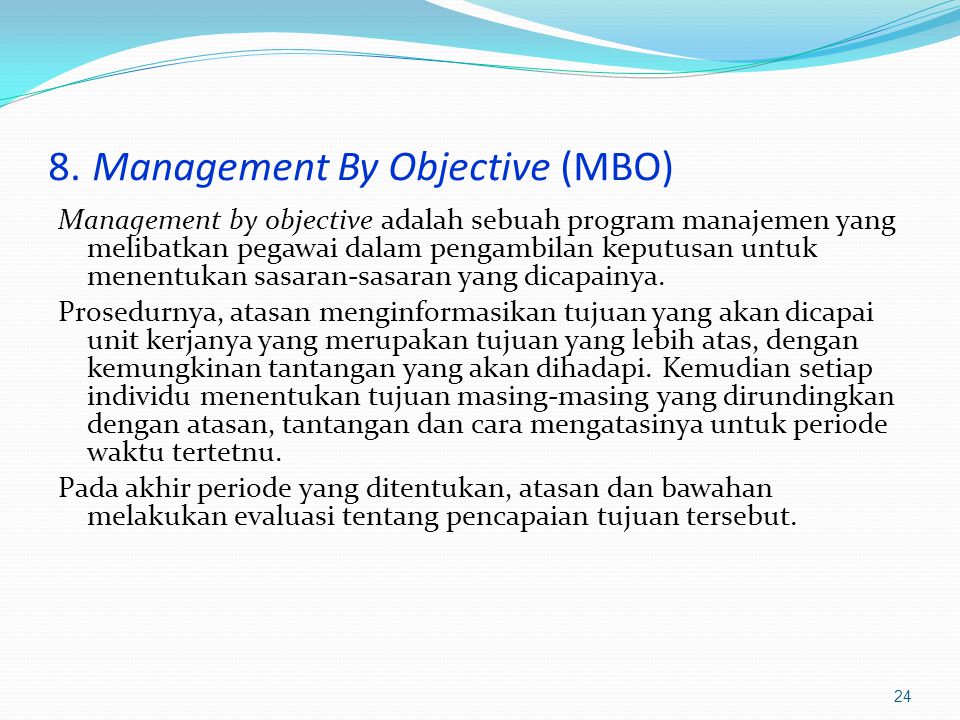 8. Management By Objective (MBO)