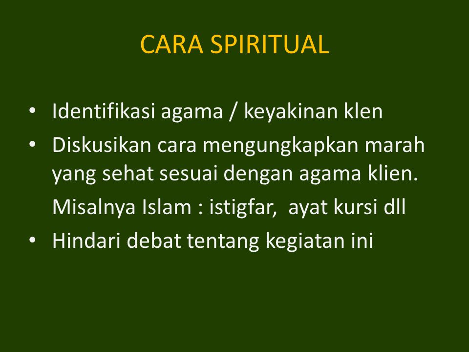 CARA SPIRITUAL Identifikasi agama / keyakinan klen