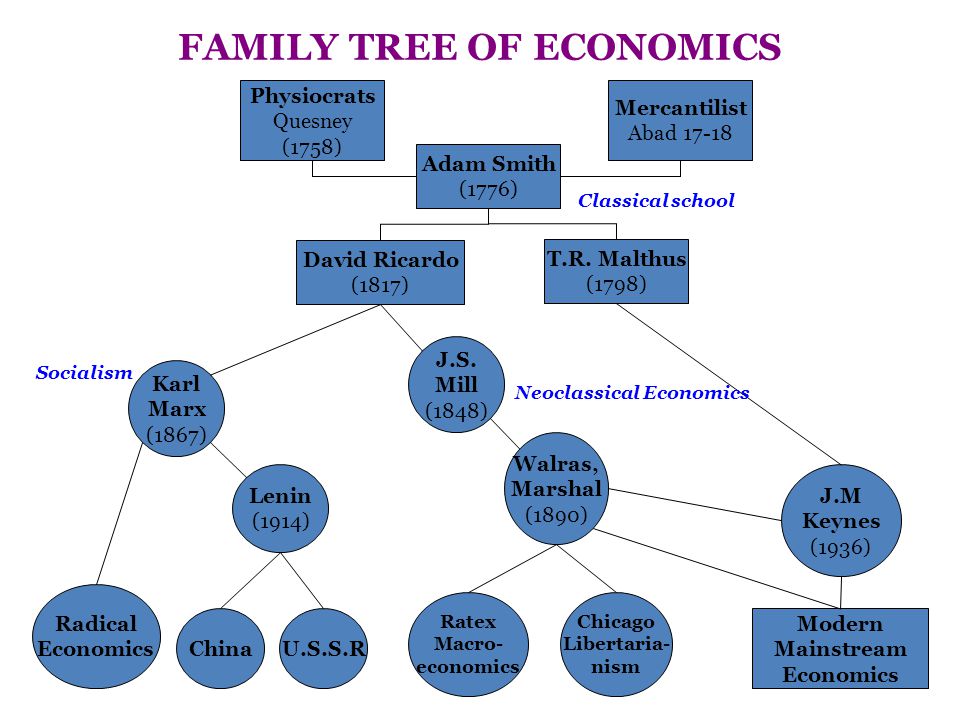 FAMILY TREE OF ECONOMICS Neoclassical Economics