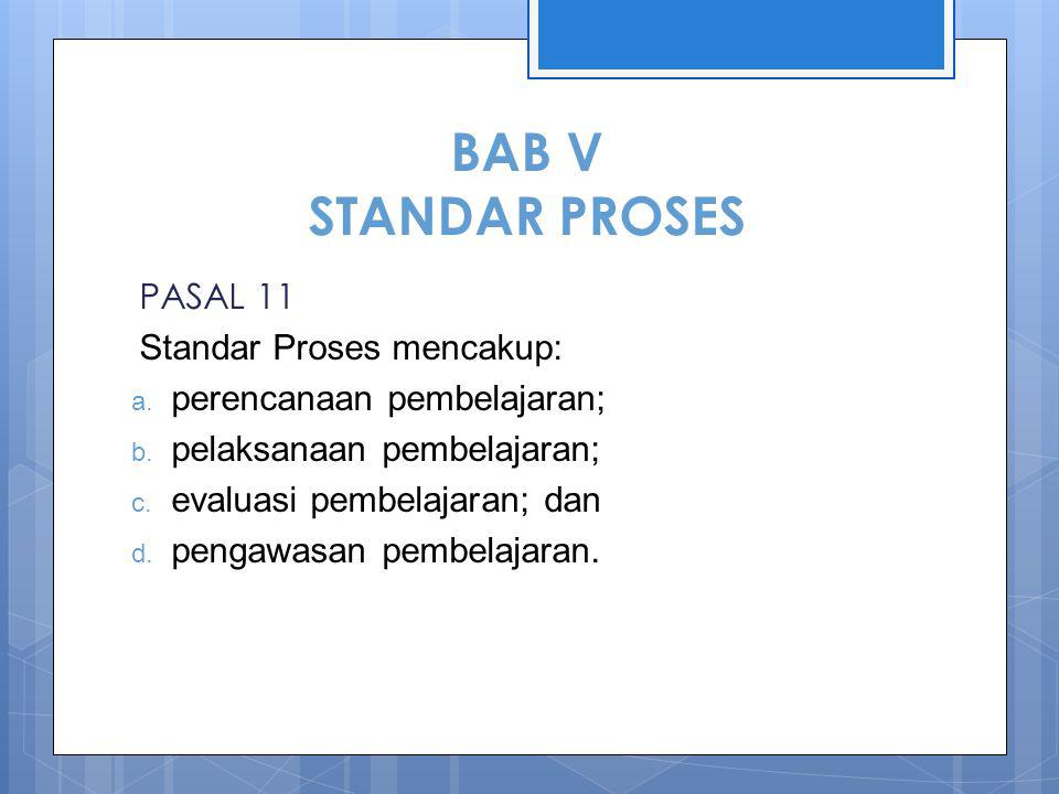 BAB V STANDAR PROSES PASAL 11 Standar Proses mencakup: