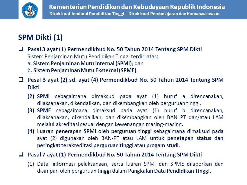 SPM Dikti (1) Kementerian Pendidikan dan Kebudayaan Republik Indonesia