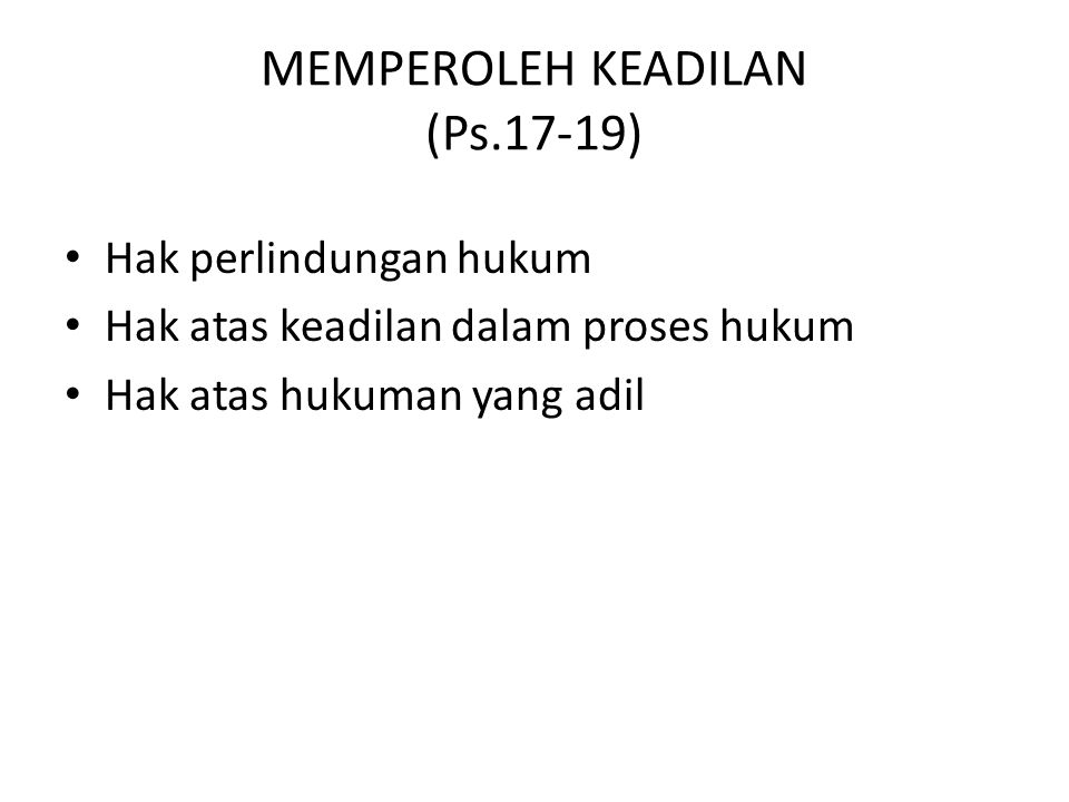 MEMPEROLEH KEADILAN (Ps.17-19)