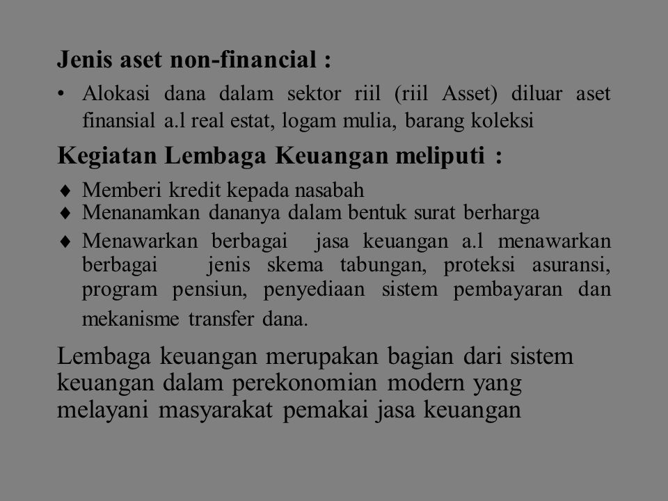 Jenis aset non-financial :