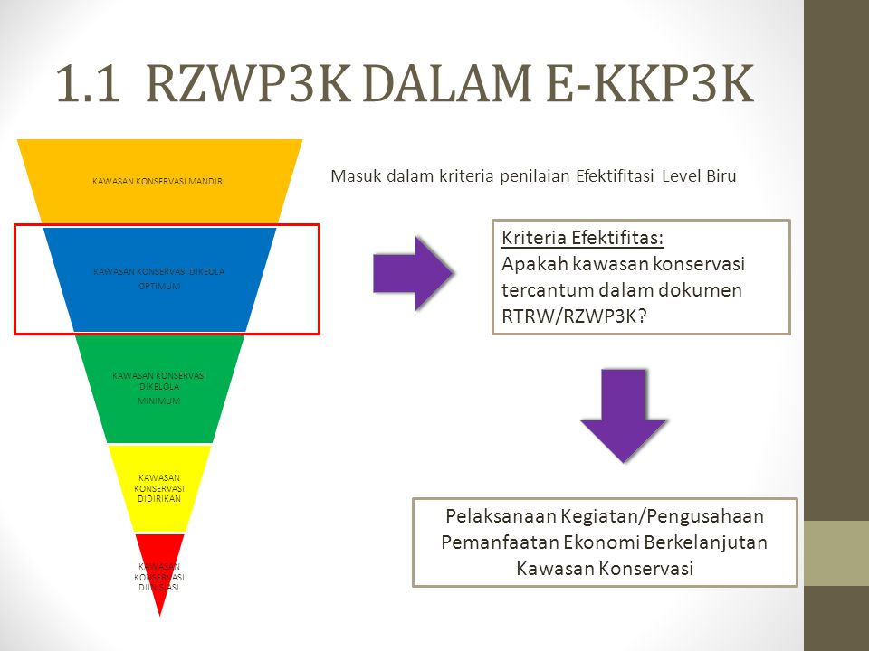 1.1 RZWP3K DALAM E-KKP3K Kriteria Efektifitas: