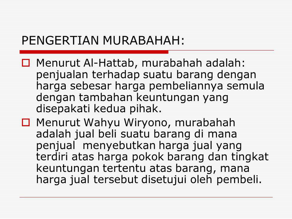 PENGERTIAN MURABAHAH: