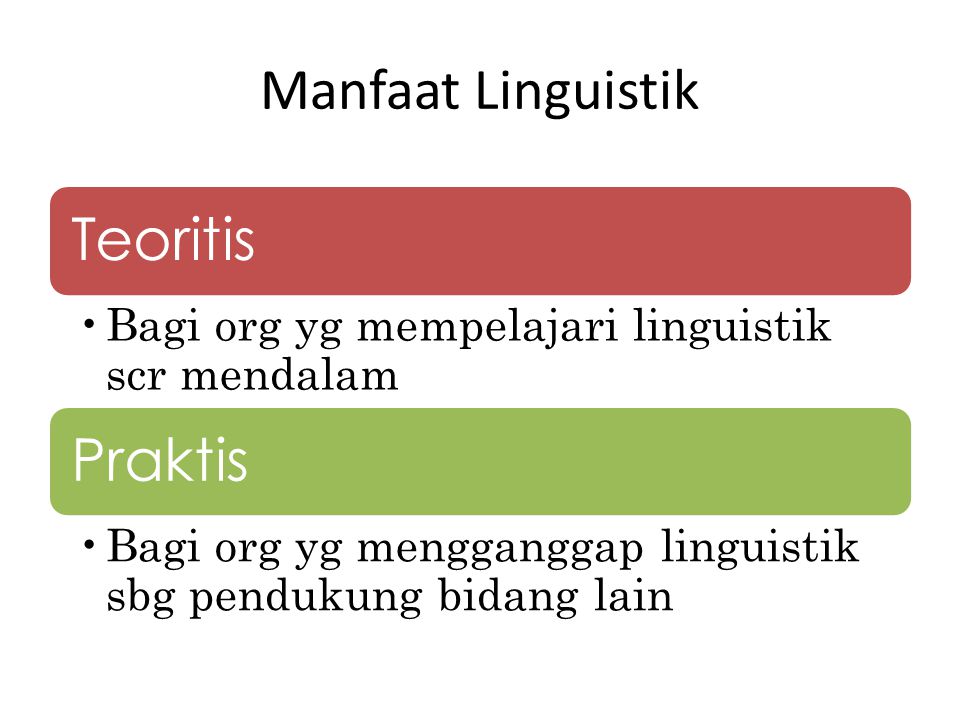 Manfaat Linguistik Teoritis