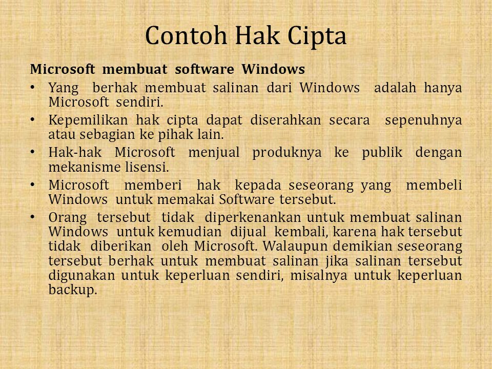 Contoh Hak Cipta Microsoft membuat software Windows