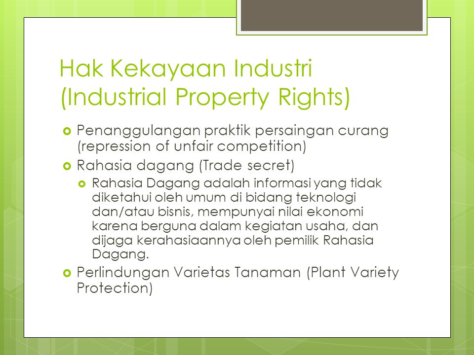 Hak Kekayaan Industri (Industrial Property Rights)