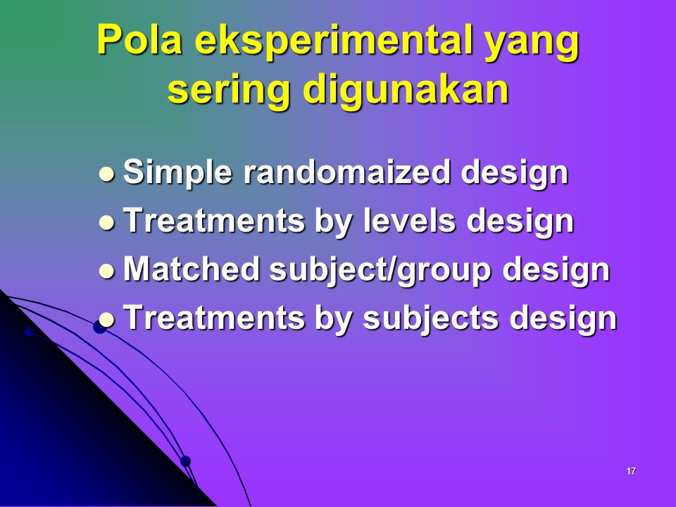 Pola eksperimental yang sering digunakan