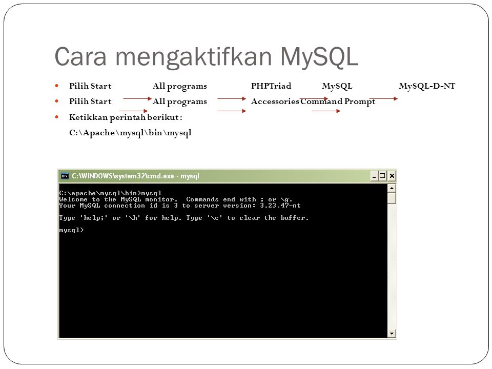Cara mengaktifkan MySQL