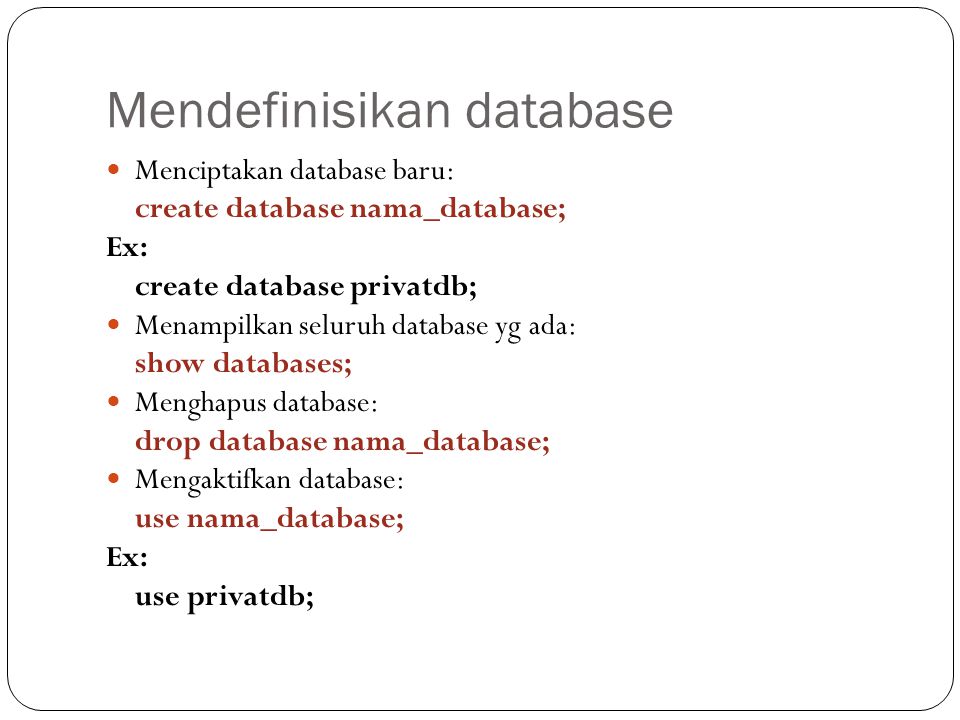 Mendefinisikan database