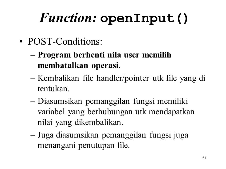 Function: openInput()