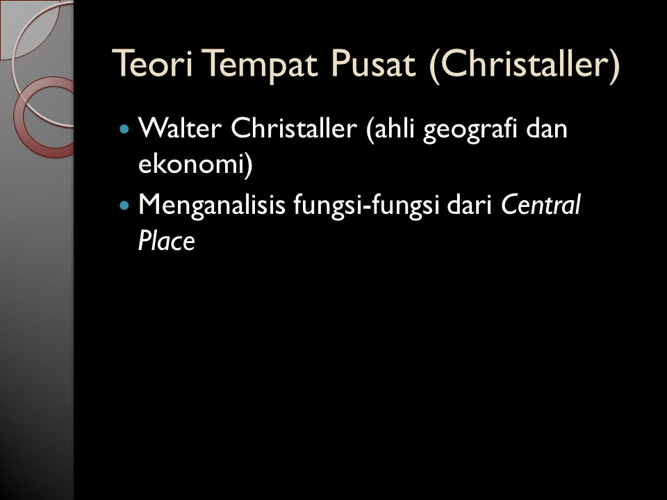 Fungsi kota menurut christaller dalam konsep central place theory adalah pusat