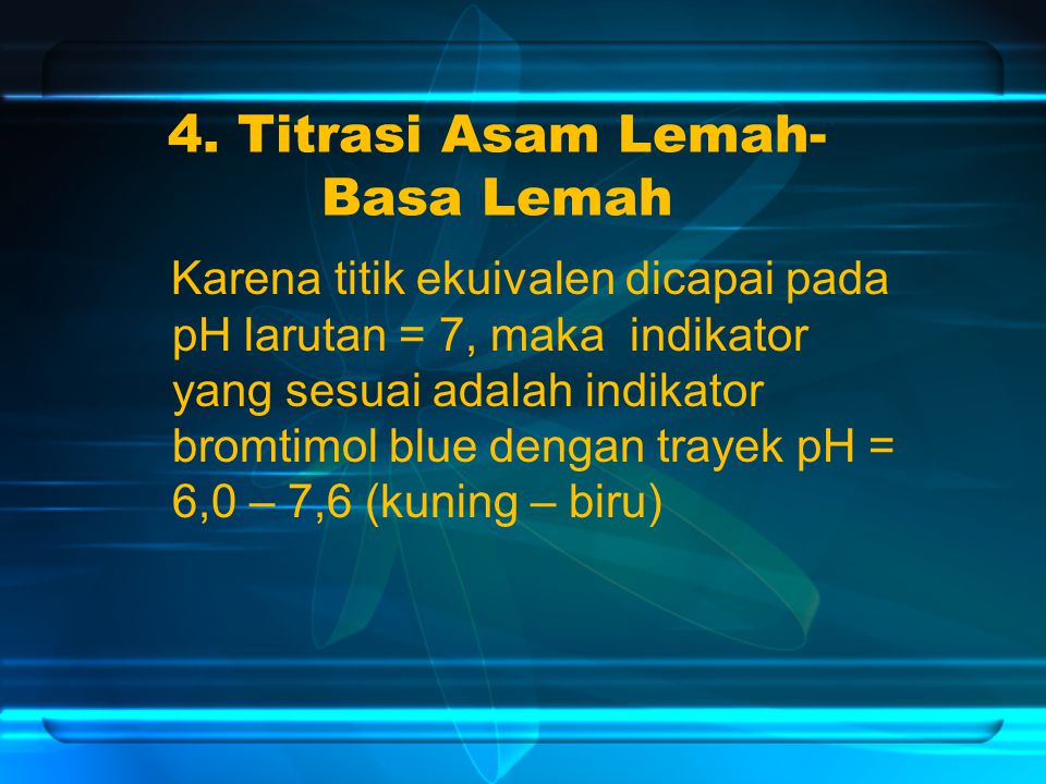 4. Titrasi Asam Lemah-Basa Lemah