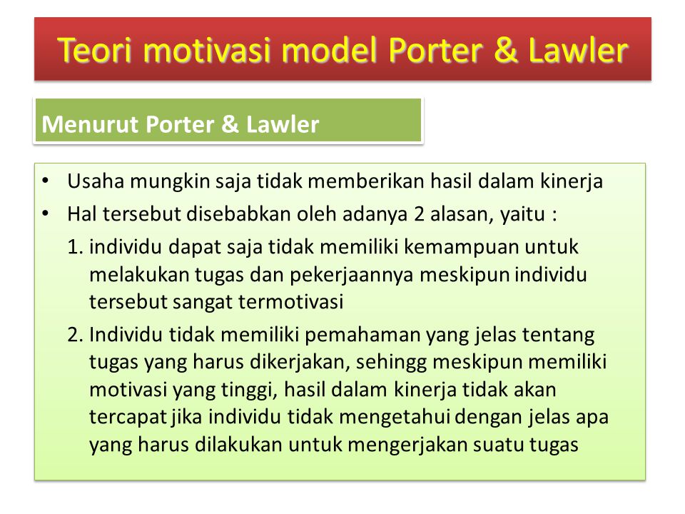 Teori motivasi model Porter & Lawler