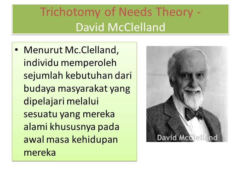 Trichotomy of Needs Theory - David McClelland