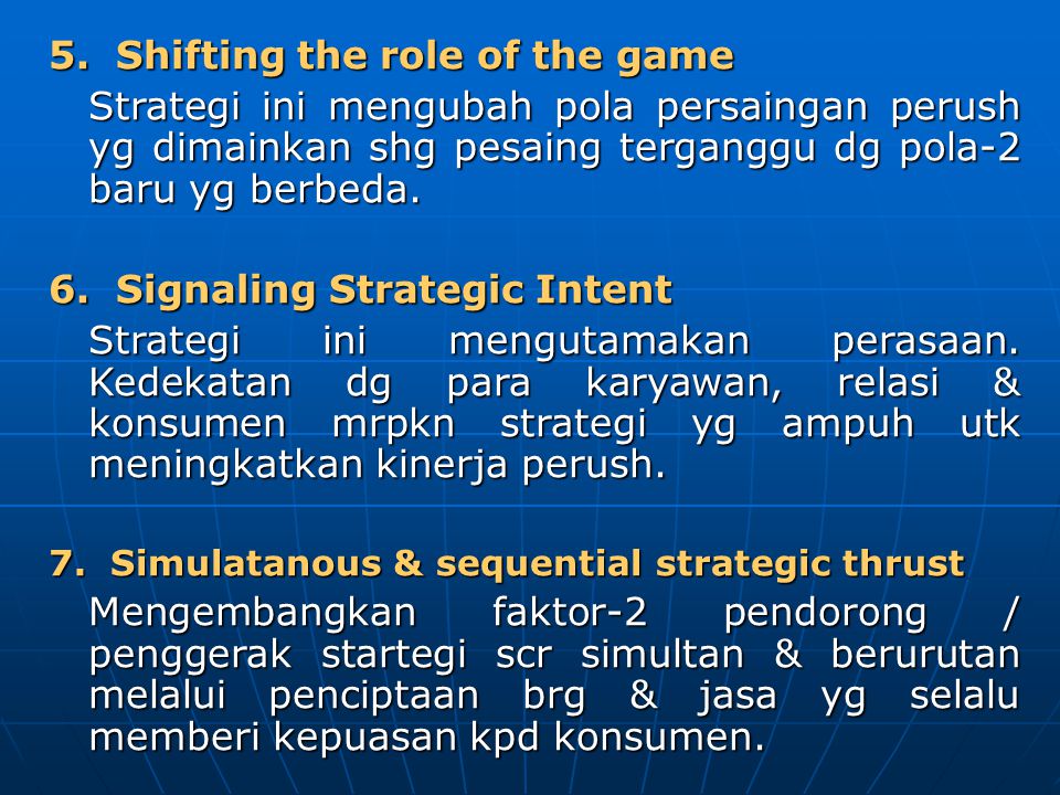 5. Shifting the role of the game