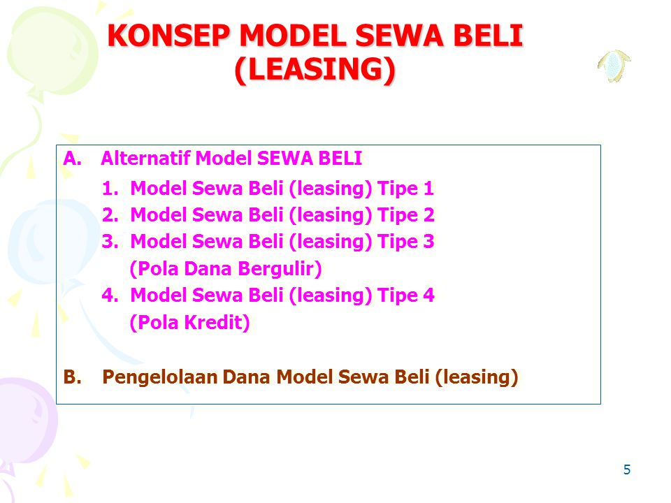 KONSEP MODEL SEWA BELI (LEASING)