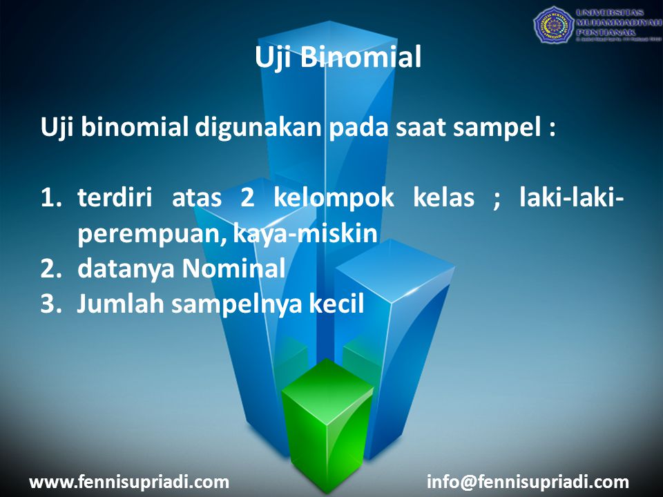 Uji Binomial Uji binomial digunakan pada saat sampel :