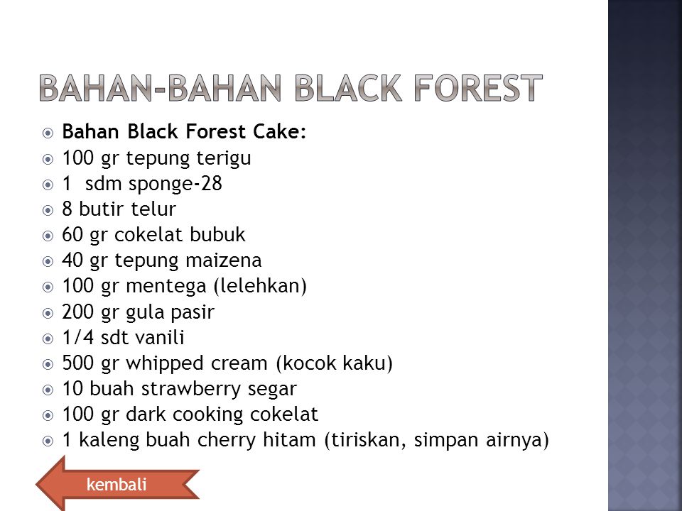 Bahan-bahan black forest