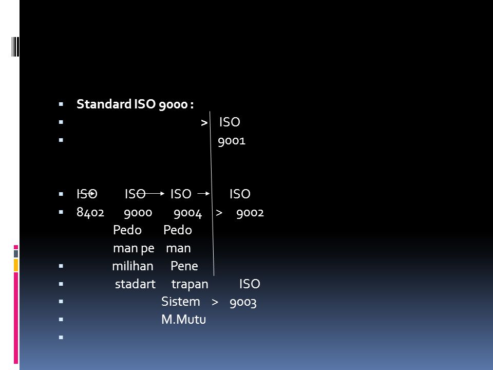 Standard ISO 9000 : > ISO ISO ISO ISO ISO >