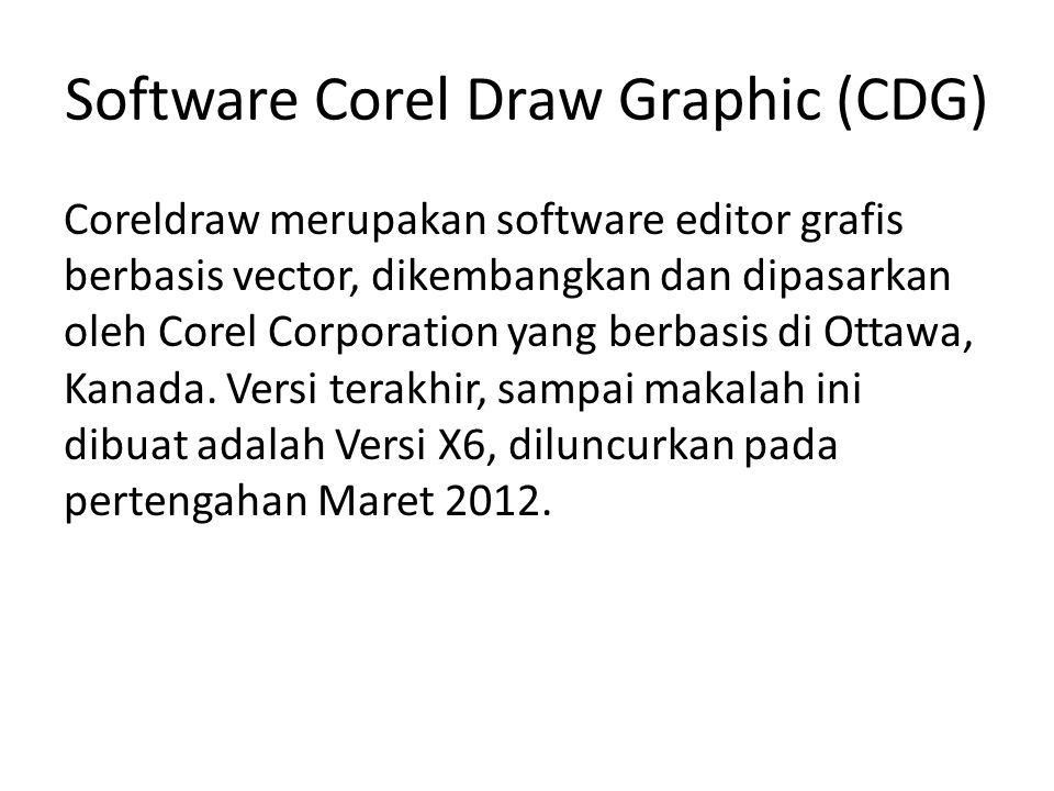 Software Corel Draw Graphic (CDG)