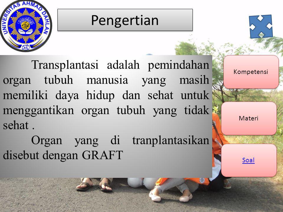Pengertian Organ yang di tranplantasikan disebut dengan GRAFT