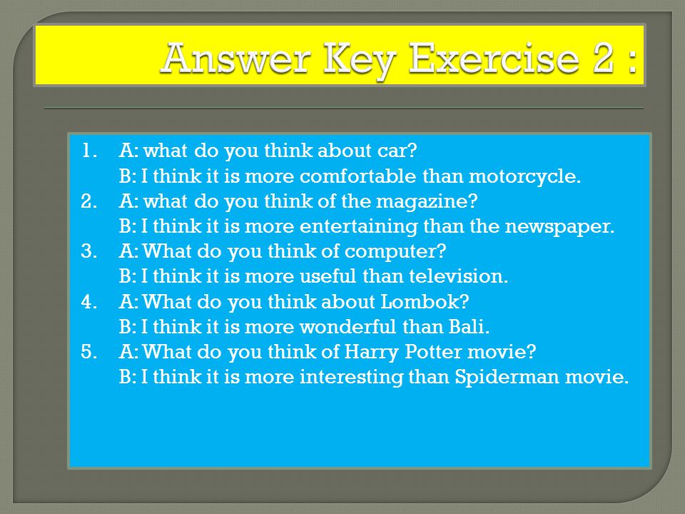 Answer Key Exercise 2 :