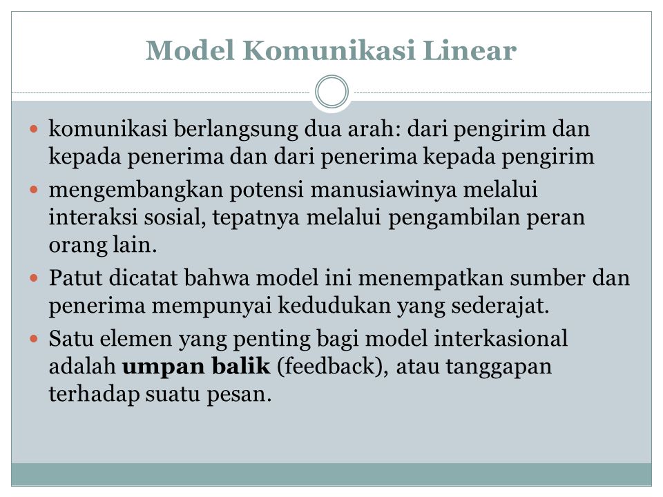 Model Komunikasi Linear