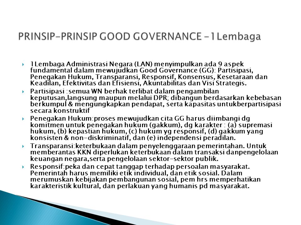 PRINSIP-PRINSIP GOOD GOVERNANCE -1Lembaga