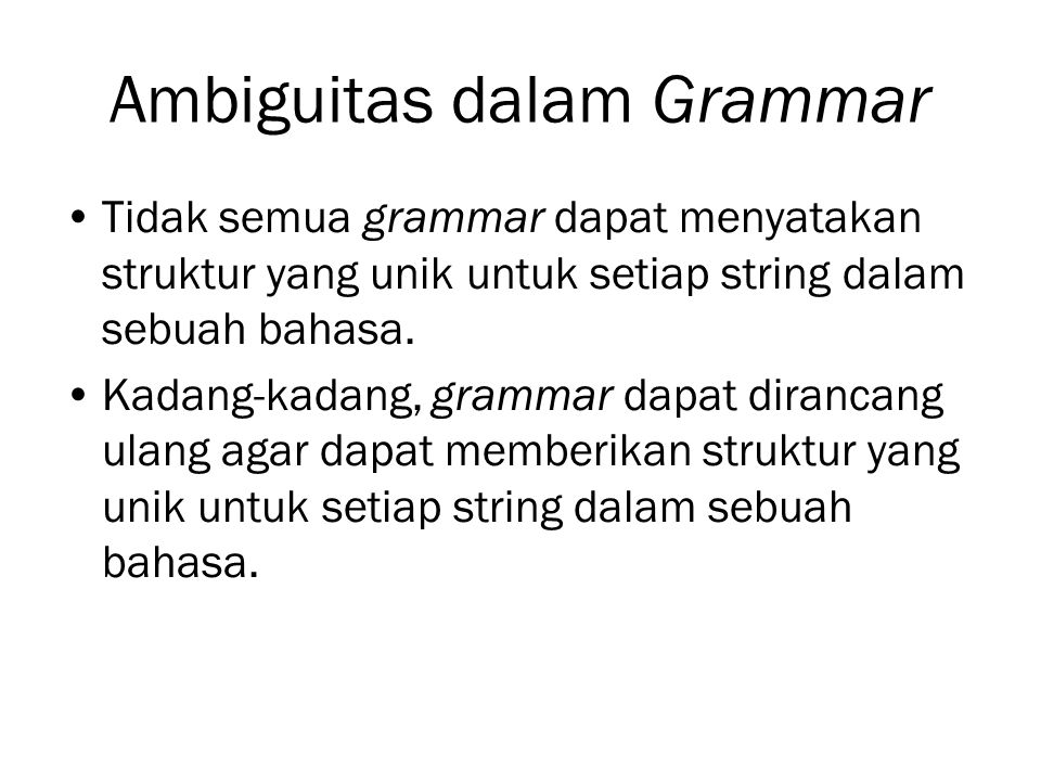 Ambiguitas dalam Grammar