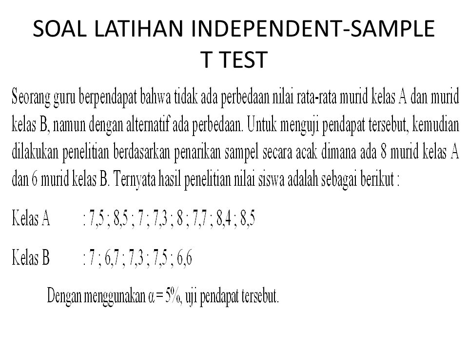 SOAL LATIHAN INDEPENDENT-SAMPLE T TEST