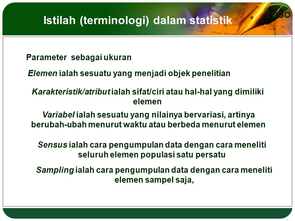 Istilah (terminologi) dalam statistik