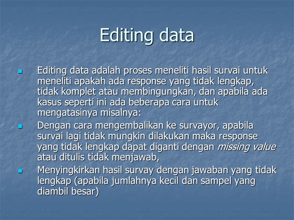 Editing data