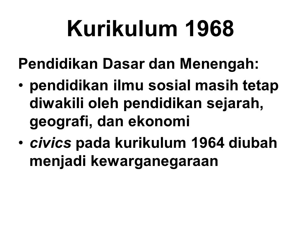 Kurikulum 1968 Pendidikan Dasar dan Menengah: