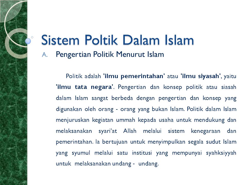 Sistem Poltik Dalam Islam